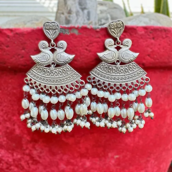 Silver_Brass_Silver_N_Pearl_Hangings_For_Women