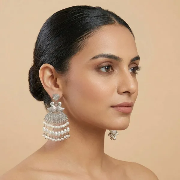 Silver_Brass_Silver_N_Pearl_Hangings_For_Women
