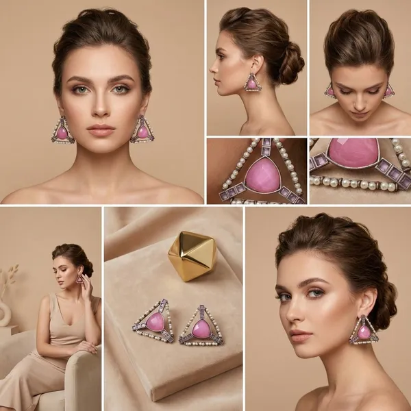 Pink_Brass_Triangular_Studs_For_Women