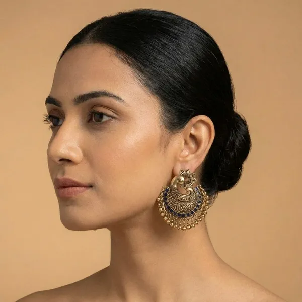 Multicolor_Brass_Peacock_Gold_Chandbalis_For_Women