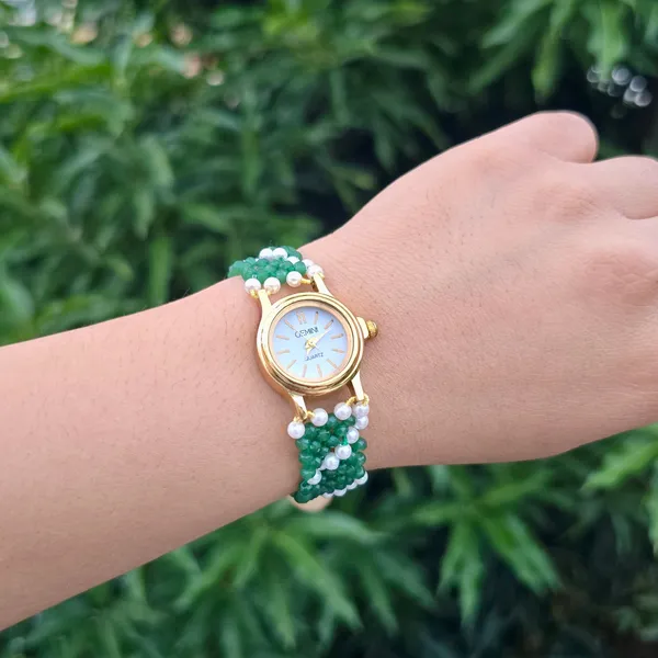 Green_And_White_Beaded_Watch