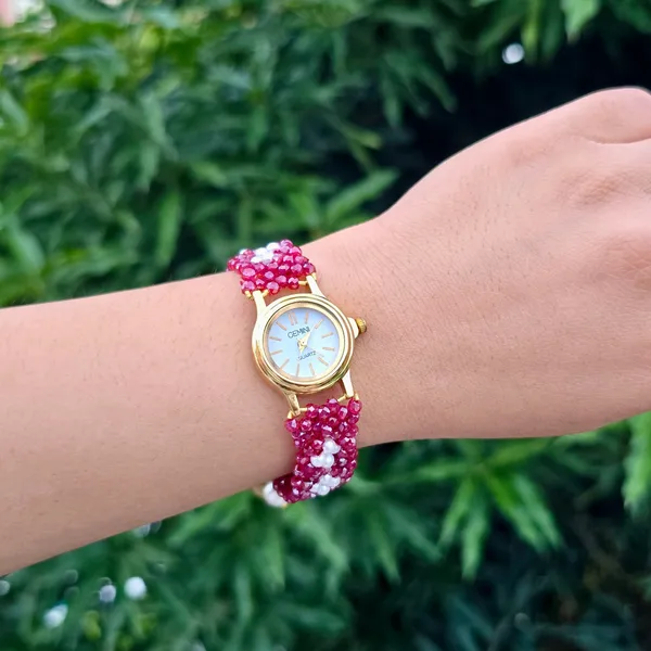 Pink_Floral_Beaded_Watch