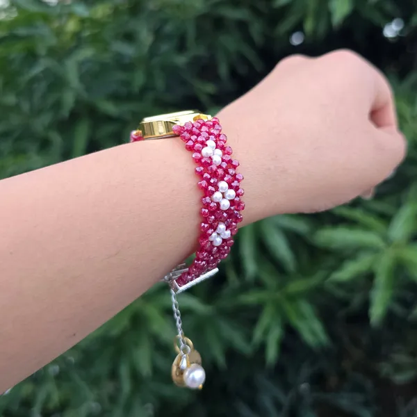 Pink_Floral_Beaded_Watch