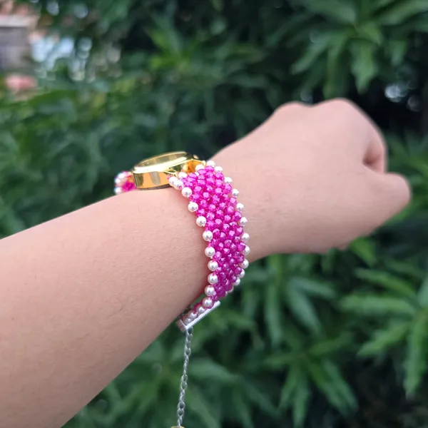 Pink_And_White_Beaded_Watch