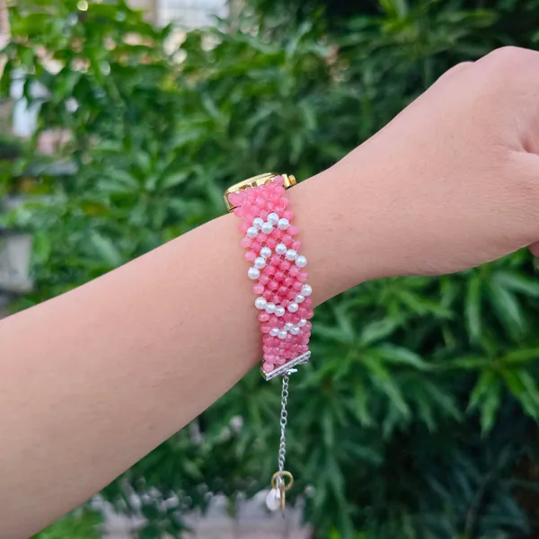 Rose_Pink_And_White_Beaded_Watch