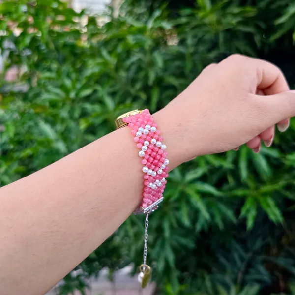 Rose_Pink_And_White_Beaded_Watch