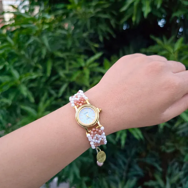 Brown_And_Pearl_Beaded_Watch