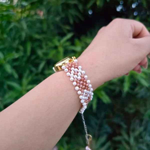 Brown_And_Pearl_Beaded_Watch