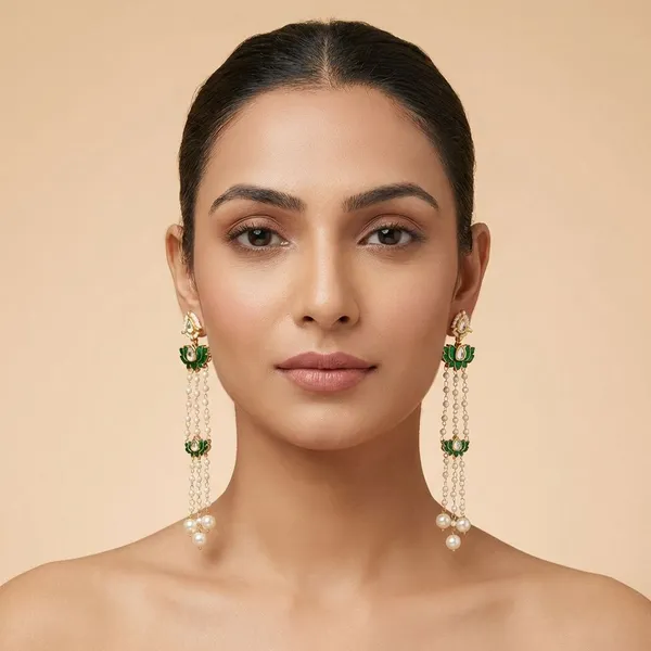 Green_Brass_Lotus_Grace_Drop_Earrings_For_Women