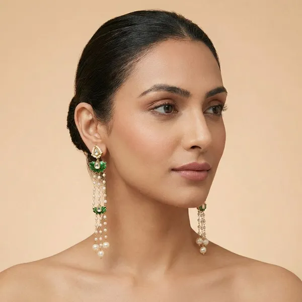 Green_Brass_Lotus_Grace_Drop_Earrings_For_Women