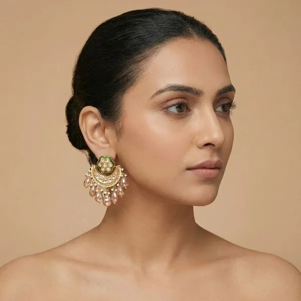 Multicolor_Brass_Chand_Pushp_Stud_Earrings_For_Women