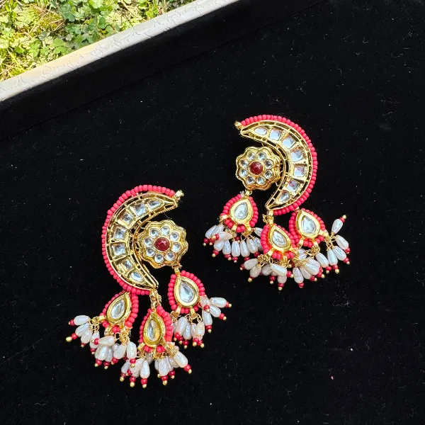 Gold_and_Orange_Brass_Chandani_Stud_Earrings_For_Women