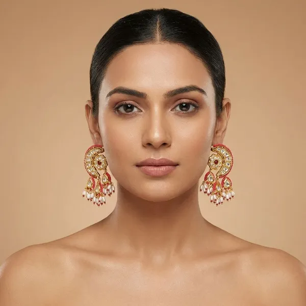Gold_and_Orange_Brass_Chandani_Stud_Earrings_For_Women