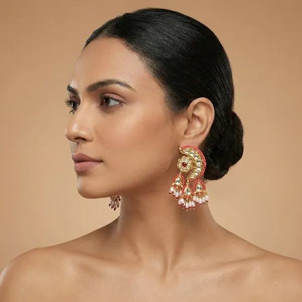 Gold_and_Orange_Brass_Chandani_Stud_Earrings_For_Women