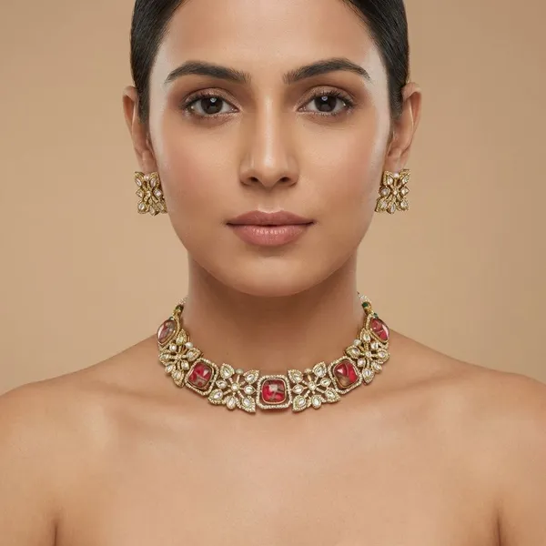 Red_Brass_Regal_Necklace_Set_For_Women