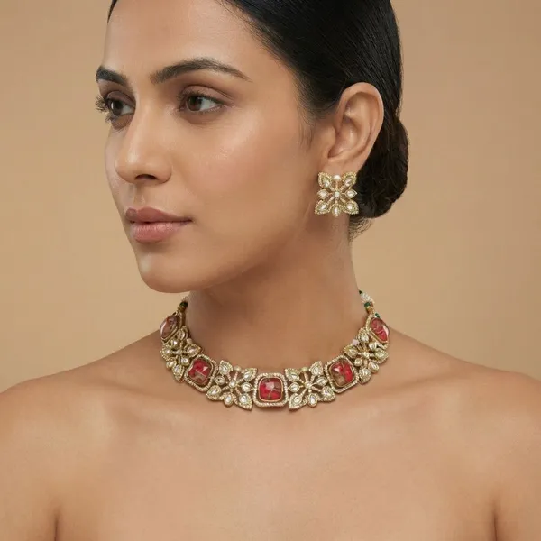 Red_Brass_Regal_Necklace_Set_For_Women