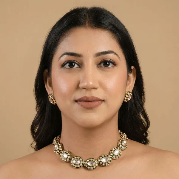 Green_and_Gold_Brass_Meena_Kundan_Choker_Set_For_Women