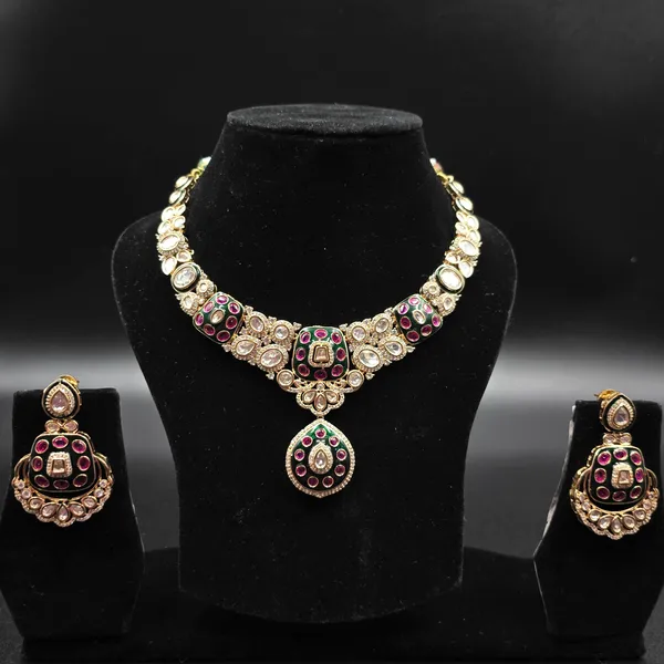 Multicolor_Brass_Ziyana_Necklace_Set_For_Women