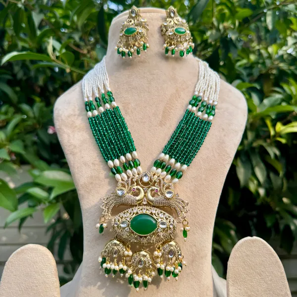 Green_Brass_Mor_Leela_Necklace_Set_For_Women