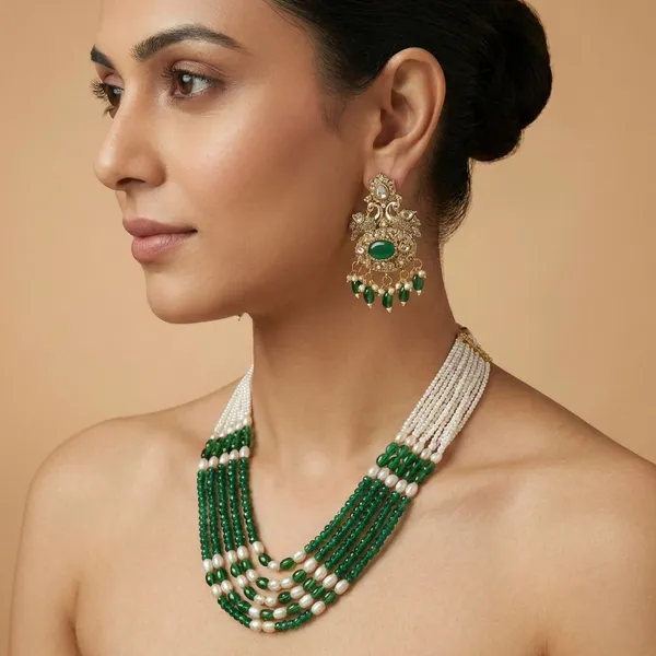 Green_Brass_Mor_Leela_Necklace_Set_For_Women