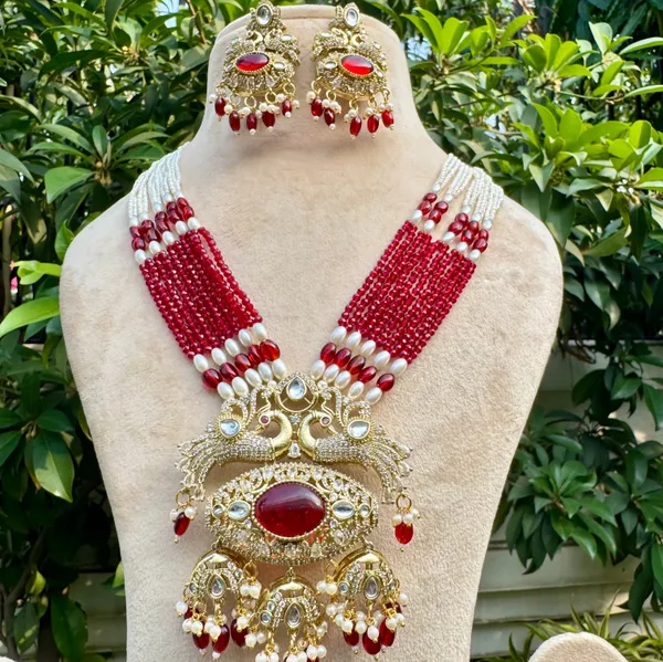 Red_Brass_Mor_Leela_Necklace_Set_For_Women