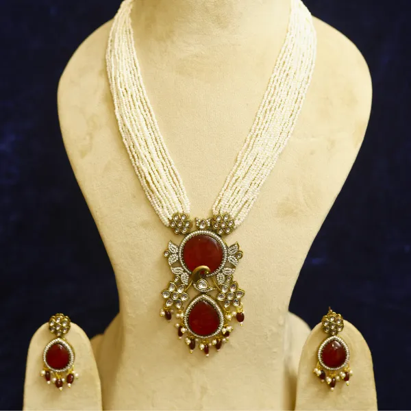 Red_Brass_Mayur_Rani_Necklace_Set_For_Women