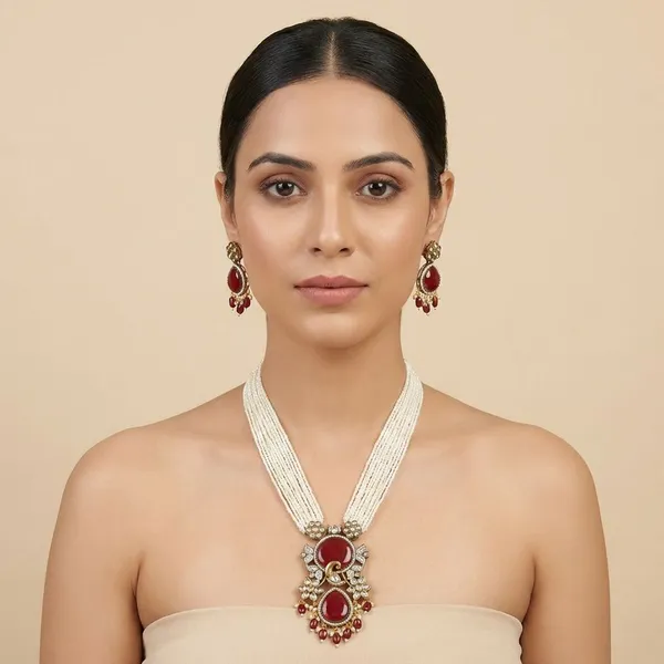 Red_Brass_Mayur_Rani_Necklace_Set_For_Women