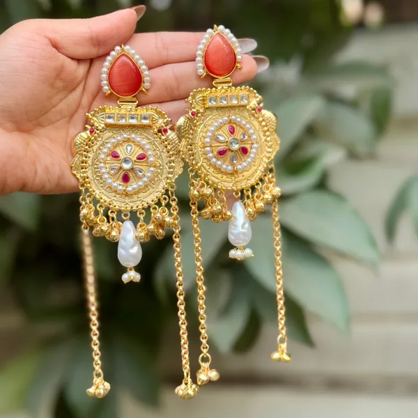 Orange_Brass_Mahira_Jhumka_For_Women