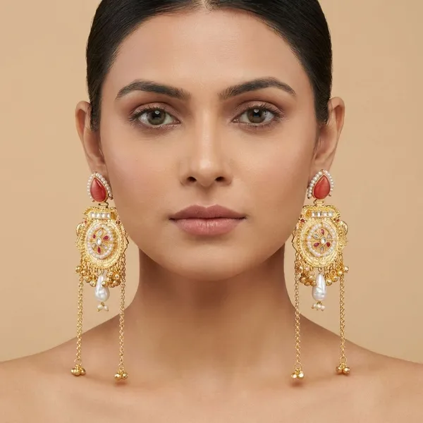 Orange_Brass_Mahira_Jhumka_For_Women