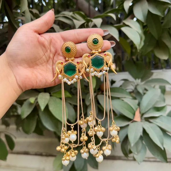 Gold_&_Green_Brass_Bulbul_Jhumka_For_Women