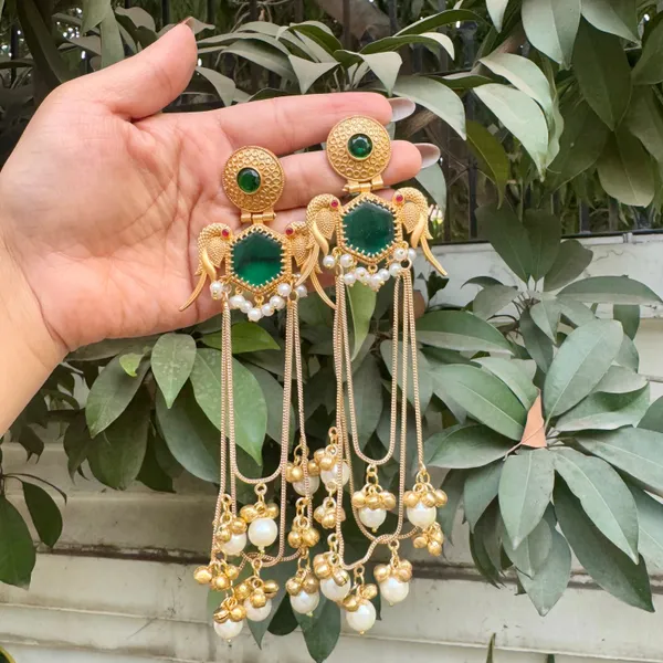 Gold_&_Green_Brass_Bulbul_Jhumka_For_Women