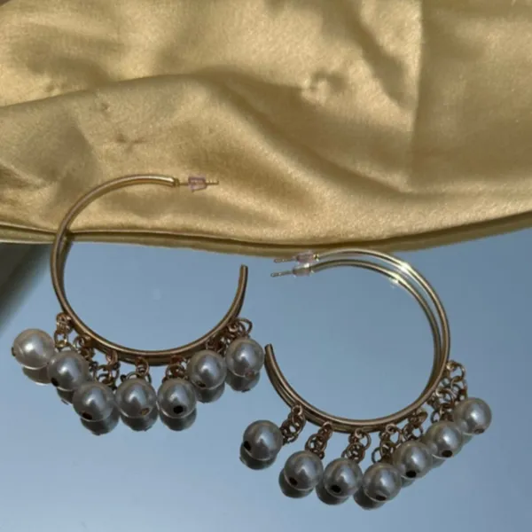 Gold_Brass_Large_Pearl_Hoops_For_Women