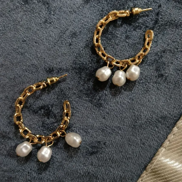 Gold_Brass_Small_Pearl_Hoops_For_Women