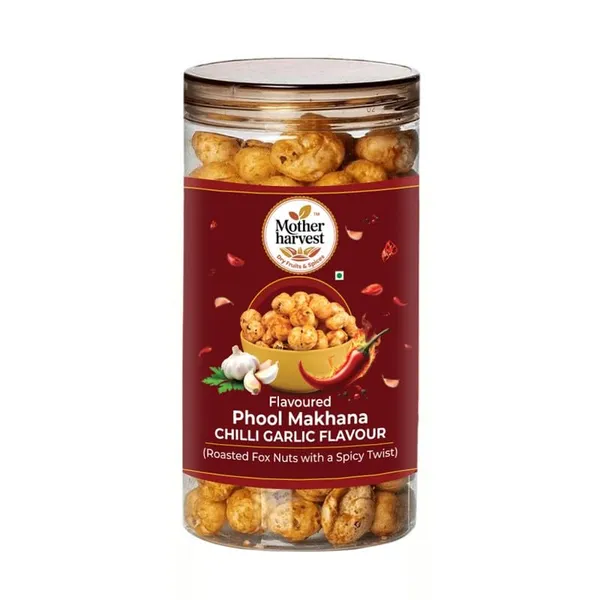 Roasted_Flavoured_Makhana_Chilli_Garlic_Flavour_Healthy_Snack_Cholesterol_Free_Rich_Calcium_Roasted_Olive_Oil_90_Gm