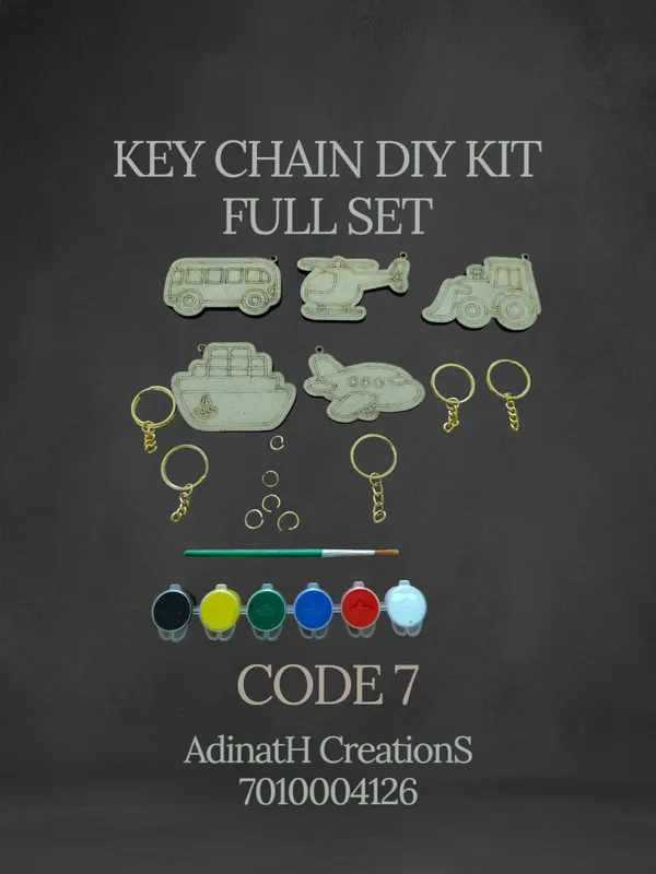 Key_Chain_Diy_Kit_Full_Set_Code_7_Vehicle_Theme_With_Paint_And_Accessories_set_of_2_each_has_5_pcs_total_10_pcs