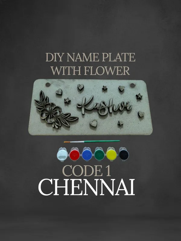 Diy_Name_Plate_With_Flower_Design_Code_1_Chennai