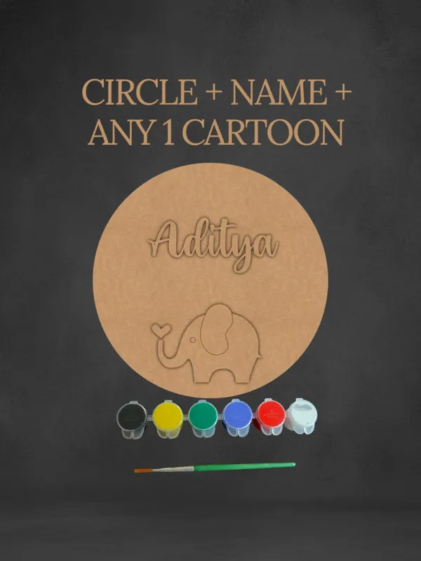 Personalized_Wooden_Circle_With_Name_And_Cartoon_Engraving_Diy_Paint_Kit_Aaditya_With_Elephant