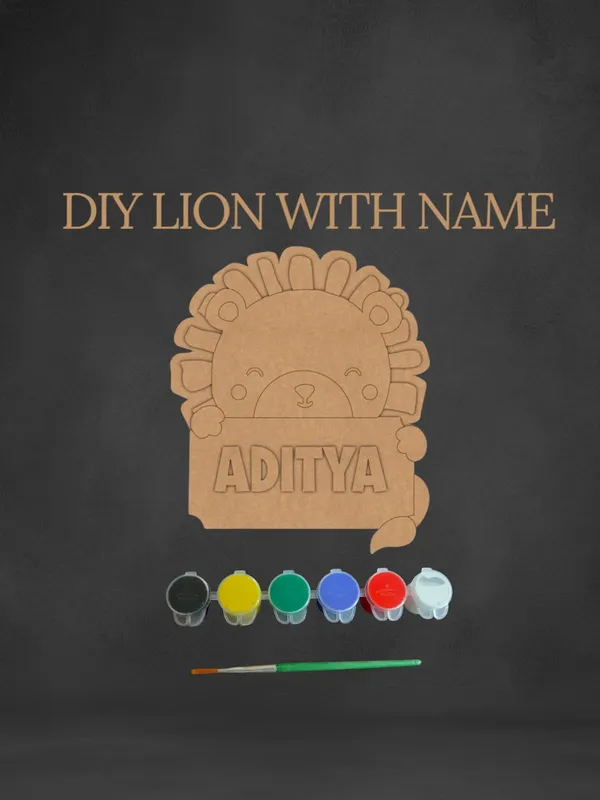 Diy_Wooden_Lion_Craft_Kit_With_Name_Personalization_And_Paints