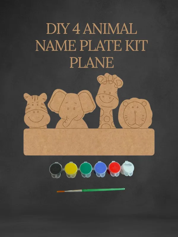 Diy_4_Animal_Name_Plate_Kit_Wooden_Craft_Set_With_Paints