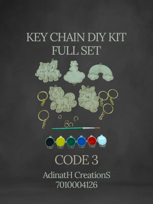 Unicorn_And_Rainbow_Diy_Keychain_Craft_Kit_Full_Set_With_Paints_And_Accessories_Code_3_set_of_2_each_has_5_pcs_total_10_pcs
