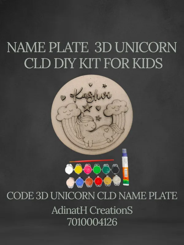 3D_Unicorn_Wooden_Name_Plate_Diy_Painting_Kit_For_Kids_Personalized_Craft_Set