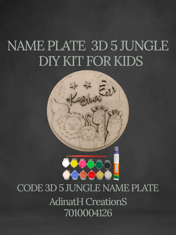 Wooden_Name_Plate_3D_Jungle_Theme_Diy_Painting_Kit_For_Kids_Personalized_With_Name_Joshua