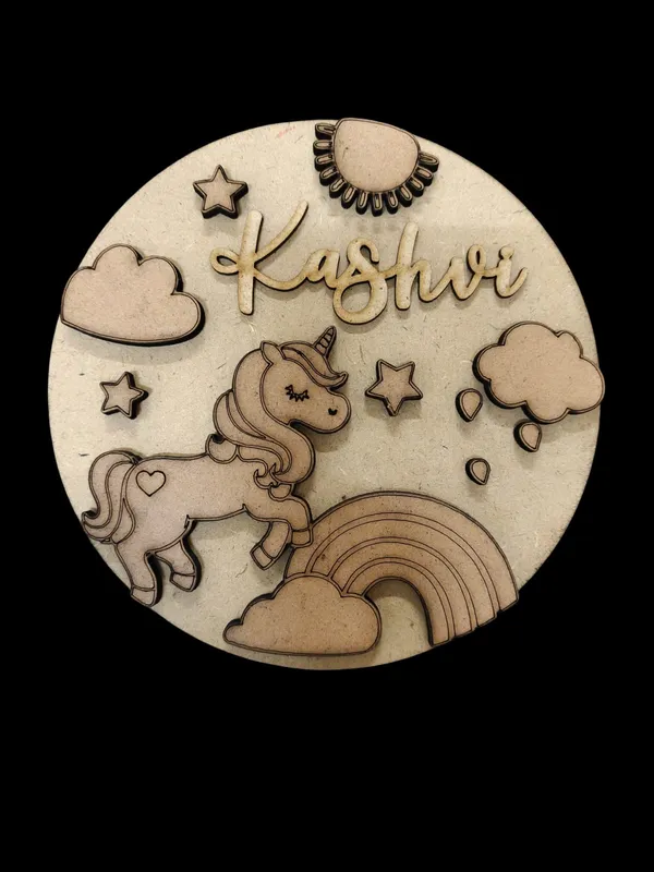 Wooden_Personalized_Name_Plate_Unicorn_Theme_With_Rainbow_And_Stars