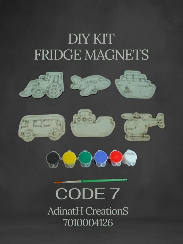 Diy_Wooden_Fridge_Magnet_Painting_Kit_Code_7_Set_Of_6_Vehicle_Designs_set_of_2_each_has_5_pcs_total_10_pcs