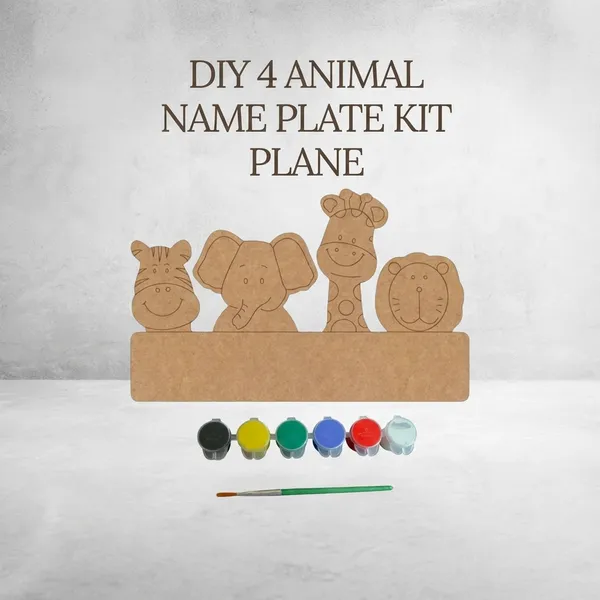 Diy_4_Animal_Name_Plate_Kit_Wooden_Craft_Set_With_Paints