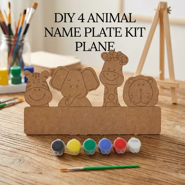 Diy_4_Animal_Name_Plate_Kit_Wooden_Craft_Set_With_Paints