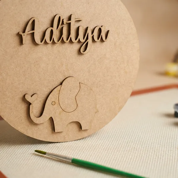 Personalized_Wooden_Circle_With_Name_And_Cartoon_Engraving_Diy_Paint_Kit_Aaditya_With_Elephant
