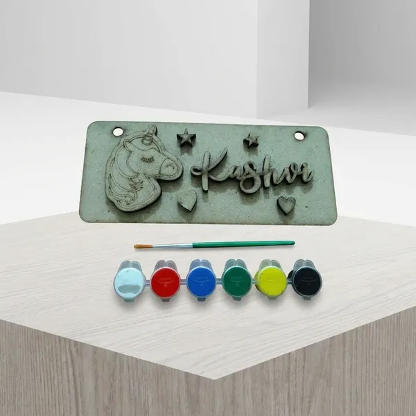 Diy_Customizable_Name_Plate_Craft_Kit_With_Cartoon_Design_And_Paints