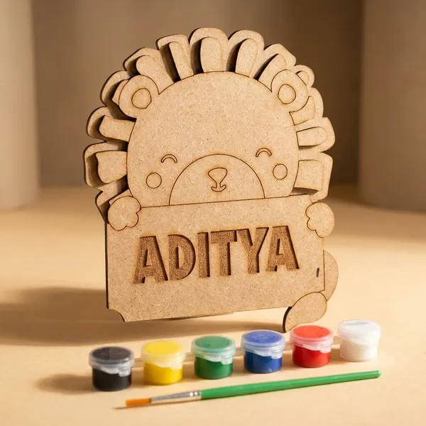 Diy_Wooden_Lion_Craft_Kit_With_Name_Personalization_And_Paints