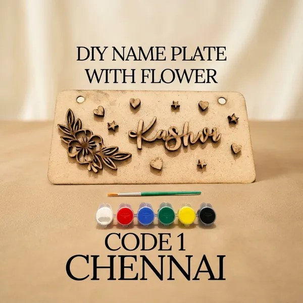 Diy_Name_Plate_With_Flower_Design_Code_1_Chennai